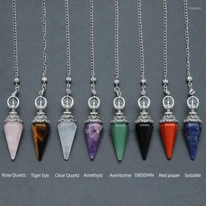 Kolye Kolyeleri İyileştirici Doğal Kristal Kehanet Sarkık Küçük Koni Tigereye Obsidian Pembe Kuvars Ametistler Dowsing Manevi