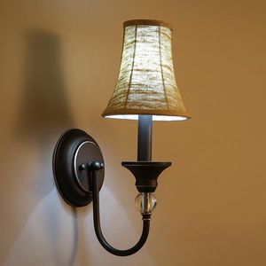 Wall Lamp El Guest Room Cloth Chimney Bedside Bedroom Light Library Living Corridor With Tall Shade