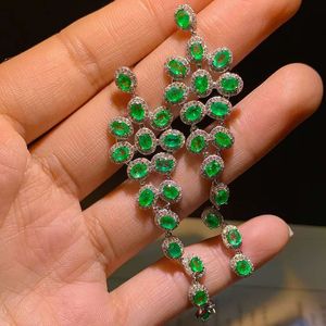 Stud Natural Emerald 925 Srebrne kolczyki modowe Party Essential Biżuteria Sprzedaż z wyprzedażem 230113
