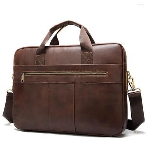 Портфели кожаная подлинная мужская портфель мешков для ноутбуков для мужчин для мужчин мессенджера винтаж мужская сумочка