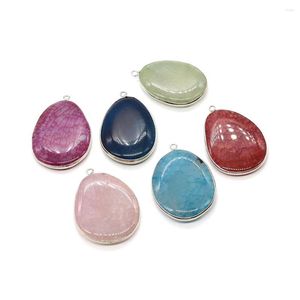 Pendant Necklaces Natural Stone Big Water Drop Shaped Dragon Grain Agate 30x45mm Charm Jewelry Fashion Women DIY Necklace Earrings