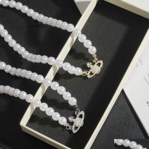 Подвесные ожерелья West Vivian Westwood жемчужное ожерелье FL Diamond Earth Planet Jewelry Y2K Delive Deliverants Dhafo