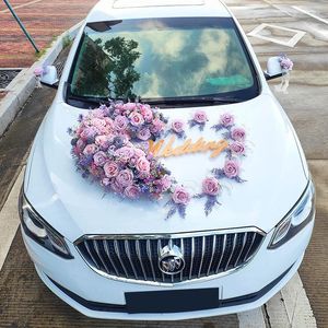 Kwiaty dekoracyjne 1 zestaw sztuczny kwiat róży Decor Decor Wedding Car Zestaw Romantyczny jedwabny Fałszywe Floral Party Walentynkowe Festiwal Gift Dift Festival