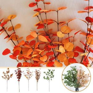 Decorative Flowers Fall Artificial Eucalyptus Leaves Stems Decorations Plants For Floral Arrangement Rustic Farmhouse Home Wedding G8U7