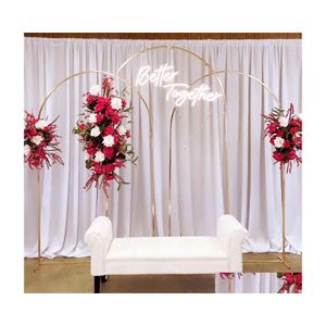 Party Decoration 3Pcs Outdoor Lawn Wedding Engagement Props Welcome Backdrops Frame Flower Balloon Arch Birthday Background Drop Del Dhhn3