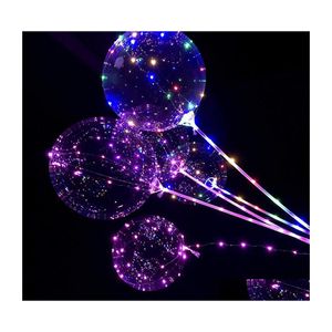 Novelty Items 20 Inch Led Balloon With Sticks Luminous Transparent Helium Bobo Ballons Wedding Birthday Party Decorations Kid Light Dh69M