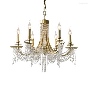 Ljuskronor American Living Room Light Luxury Crystal Bedroom Restaurant French Creative Golden Minimalist Candle Chandelier