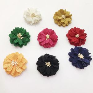 Kwiaty dekoracyjne 10pcs 4,5 cm Płatki Pearl Flower Core Cloth DIY Odzież odzież Forrets Buty Dekoracja