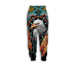 Hip Hop Sportwear Punk Casual Loose Men Cool Print Native Indian Wolf 3d Pantaloni 002