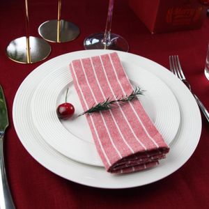 Table Napkin Striped Cotton Linen Blended Dinner Cloth Napkins Placemats Tea Towels Set Of 12 PCS 40x30cm For Events & Home Use