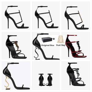 fashion Designer Dress shoes Cassandra Sandals ladies high heels exquisite and comfortable strap women letters short leather material size 35-43 Party Wedding