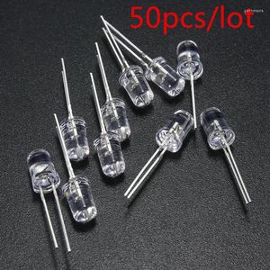 50st/Lot 5mm 2Pins Flat Top White Red Yellow Blue Green Wide Vinle Light Emitting LED Diode Lamp