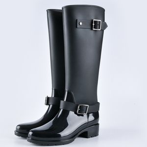 Regenstiefel Comemore PVC Damen Wasserdicht Lange Damen Atmungsaktive Mode Kniehohe Stiefel Gummi Wasserschuhe Weiblich Schwarz 230114