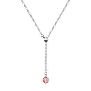 Pendant Necklaces 2023 Arrival Crystal Pink Pendants Necklace For Women Party Accessories Fashion Silver Plated Girl Bijou