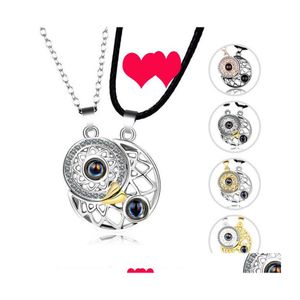 Bomboniera 100 lingue Ti amo Collana Ciondolo proiezione Sole e luna Memoria Confessione Coppia Regalo di San Valentino Goccia Deli Dhkm5