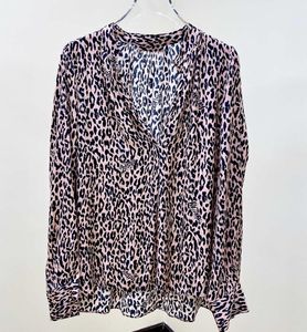 Women's Blouses & Shirts Woman Fashion Pink Leopard Print Viscose Blouse FRONT Buttons Animal Skin Tops