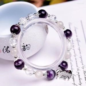 Strand Dream Natural Amethysts Rock Crystal Quartz Energy Light Purple Gemstone Bracelet Mulheres Minchadas Alongamento Presente