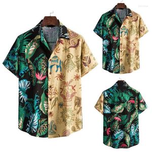 Camisetas masculinas masculinas de verão floral de verão curta de manga curta