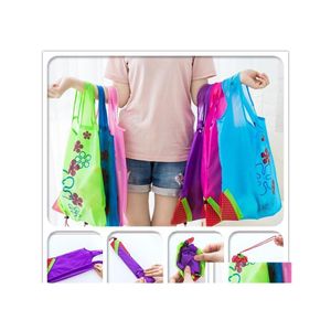 F￶rvaringsp￥sar Portable Shop Grocery Folding Cute Stberry Bag Reusable Large Size Shopper Tote Mticolor Pouch Drop Delivery Home DHNHN4X