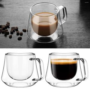 Mugs L 2Pcs Glass Coffee Double Wall Cups 200ml Heat Resistant Espresso Insulated Clear Tea With Handle