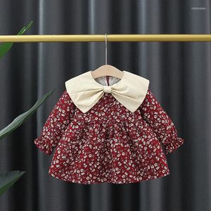 Girl Dresses Born Spring Baby Dress Girl's Long Sleeve Floral Featured Round Neck Baby's First Birthday Outwear SetMIMITZ