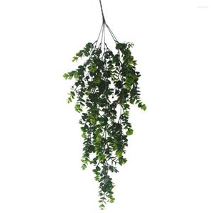 Decorative Flowers Modern Fresh-keeping Anti-wear Artificial Hanging Green Eucalyptus Vine Leaves 5 Forked Rattan For Living Room