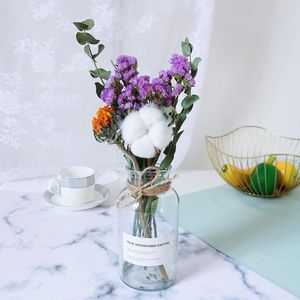 Flores decorativas naturais myosotis amante da margarida lavanda globo amaranto de morango cristal laranja abacaxi eucalipto diy