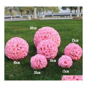 Декоративные цветы венки искусственное шифрование розовые шелковые цветочные шарики с большим висящим мяч