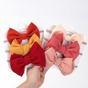 Hair Accessories 3Pcs/Set Sweet Baby Solid Color Bowknot Bubble Band For Girls Nylon Bows Headwear Kids