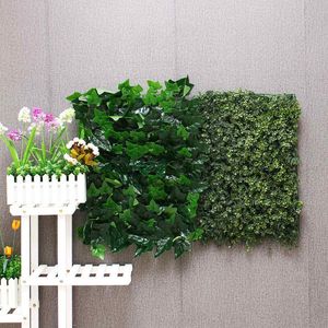 Dekorativa blommor Artificial Grass Mat Hedge 40x60cm Ivy Leaf Staket Fake Plant Wall Outdoor Panels