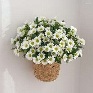 Flores decorativas 21 Heads Autumn Silk Daisy Bouquet Decorações de Natal Vaso Flores para decoração de casamento em casa Fake Artificial