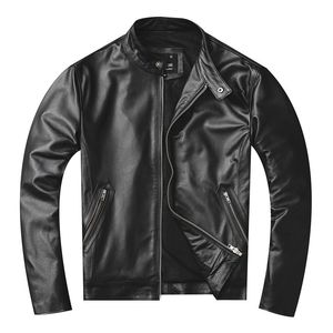 Motorrad Tragen Leder Jacke Herren Schaffell Mantel Zipper Mantel Stehkragen Große Größe S-5XL Frühling Herbst Kleidung Für Männliche