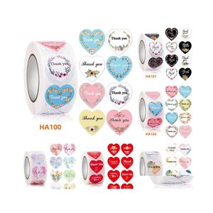 Adhesive Stickers Heartshaped Thank You Sticker Love Scrapbook Paper Holiday Birthday Gift Decoration Sealing Label Drop Delivery Of Dhedj