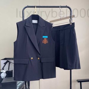 Damen-Trainingsanzüge, Designer-Blazer im College-Stil, Shorts, 2 Farben, Jacke, Sommer, ärmellos, Damen, lässiger Trainingsanzug, Luxus-zweiteiliges Set LIO3