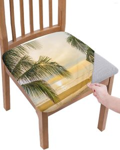 Stol täcker sommar strandpalmträd elasticitet täcker kontor datorstol skyddande fall hem kök matsal slipcover