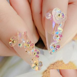 Nagelkonstdekorationer 1 Box 3D Butterfly Acrylic Flower Jewelry Decors Tips Naglar Manikyr Accessorie Drop Delive DHCMJ