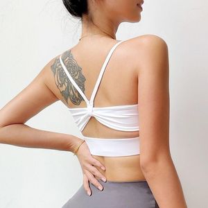 Yoga Outfit Reggiseno sportivo femminile Crop Top Sling Gathered Women Vest Underwear U Wrapped Chest Wear Tube Running Pilates Hollow Fashion