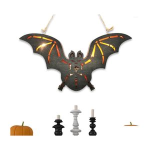 Party Decoration Halloween Bat Wood Door Sign With String Luminous Led For Front Yard Garden Home Reliable And Durable Novel Design Dhhlx