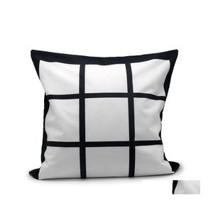 Pillow Case Blank Sublimation Black Grid Heat Transfer Throw Cushion Er Home Sofa Pillowcases 40X40Cm Arrivel Drop Delivery Garden T Dhu6Z