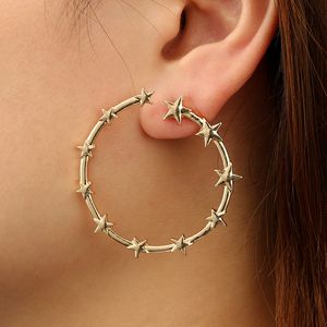 Starlight Hoop Earrings Japanese and Korean New Simple Earings Creative Circular Hollow opening Star Loop earrings