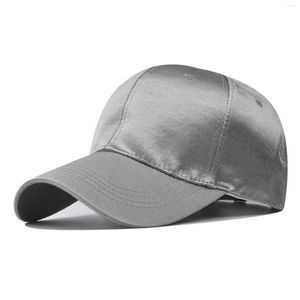 Bollkapslar manlig kvinnlig neutral sommar satin solid baseball hatt visorer rack för stående