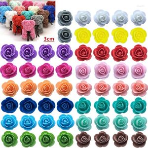 Decorative Flowers 50/100/200Pcs 3cm Foam Rose For Bear Artificial Handmade Diy Gifts Box Wedding Christmas Home Decor 20 Color