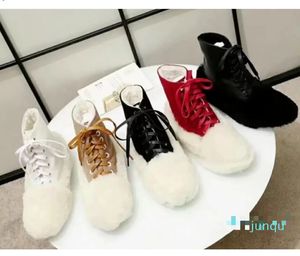 Women Winter Sneakers ankle Boots Designer original Luxury lambswool ins hot Fashion Brand sexy Genuine Leather Thick