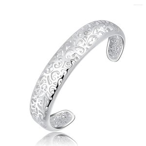 Bangle Silver Color Lady Girl Vintage okrągła otwarta bransoletka dla 2023 Kobiet Luksusowa biżuteria modowa Znakomite wesele miłe prezenty