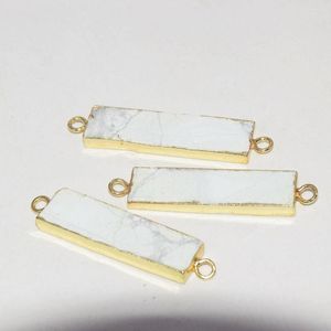 Pendant Necklaces Natural White Howlite Stone Connector Jewelry Making 2023 Female Long Rectangle Gold Plating Bezel Vintage Gem For Women