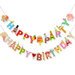 Party Decoration 1Set Birthday Banners Cartoon HAPPY Letter Garland Children Baby Colorful GiftsParty
