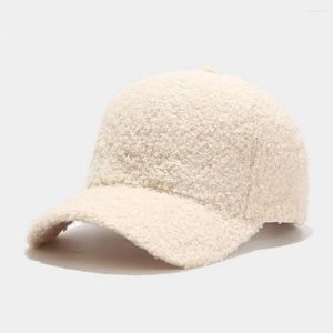 Ball Caps Unisex Baseball Hat Skin-touch Curved Brim Artificial Lamb Wool Pure Color Sun Protection Keep Warm