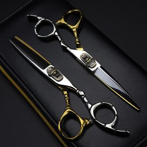 Hair Scissors professional Japan 440c steel 6 inch Bull head hair cutting scissors haircut thinning barber cut shears hairdressing scissors 230114