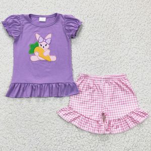 Boutique Baby Girl Clothes Set Bunny Embroidery Cotton Kids Sibling Clothing Girls Easter Day Outfits Short Sleeve Boys Fashion Outfit