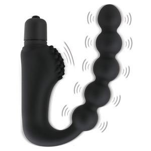 Anal Toys Bead Vibrator Prostate Massager Plug Waterproof 10 Speeds Stimulation Butt Anus Silicone Adult Men Women Sex 230113